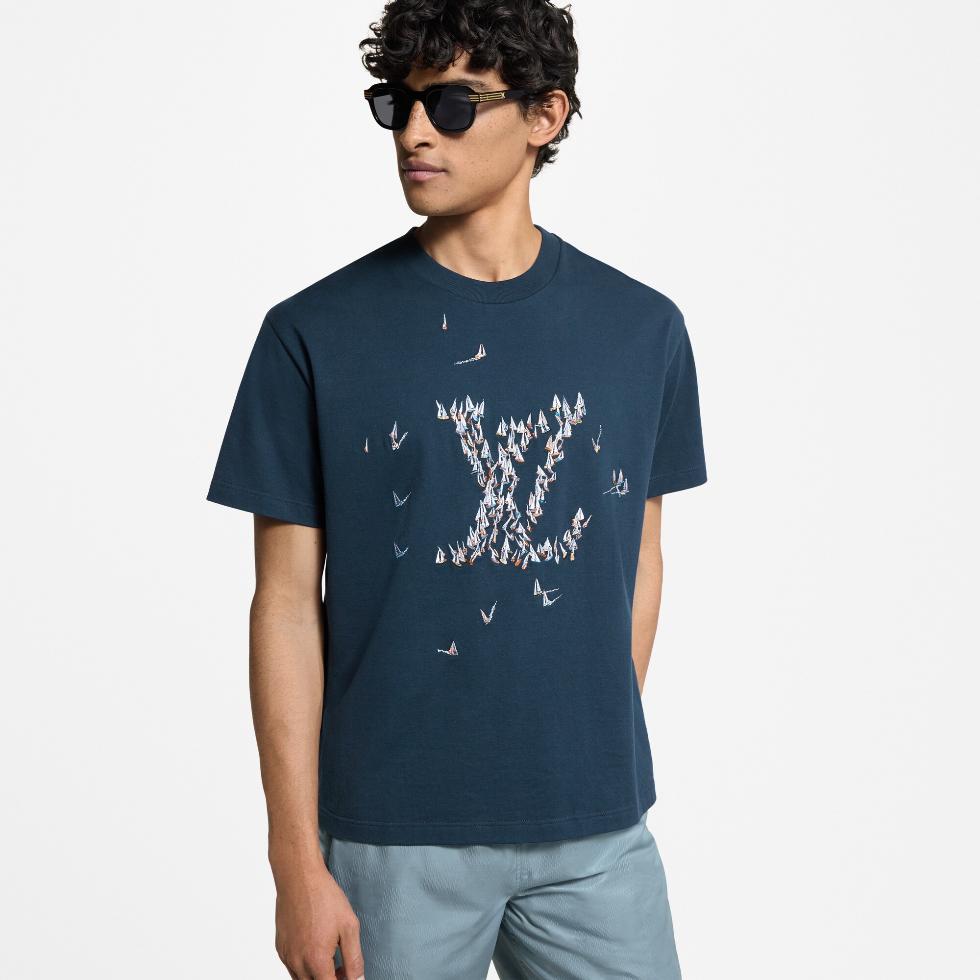 Louis Vuitton ロゴパターン Tシャツ ネイビー ◇Louis Vuitton 23AW◇ミックスモノグラム Tシャツ /marine◇ (Louis